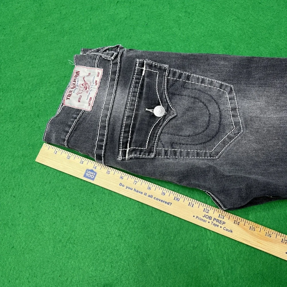 True Religion Jeans Mens Size 32x32 Ricky Big T Flap Relaxed Straight Gray Denim